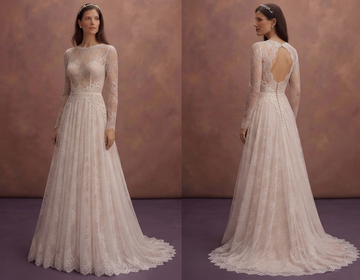 Romantic Chantilly Lace Wedding Dresses with Long Sleeves