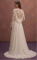 Romantic Garden Wedding Dresses with Lace Sleeves