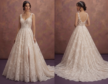 Romantic Lace Ball Gown Wedding Dresses with Cathedral Trains