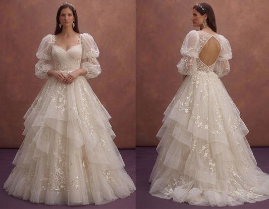 Romantic Princess Wedding Dresses with Layered Tulle