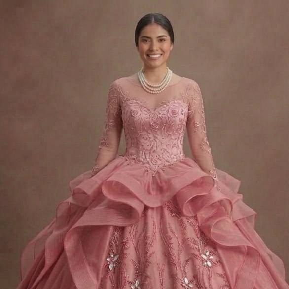 Romantic Rose Pink Quinceañera Gown in Premium Silk