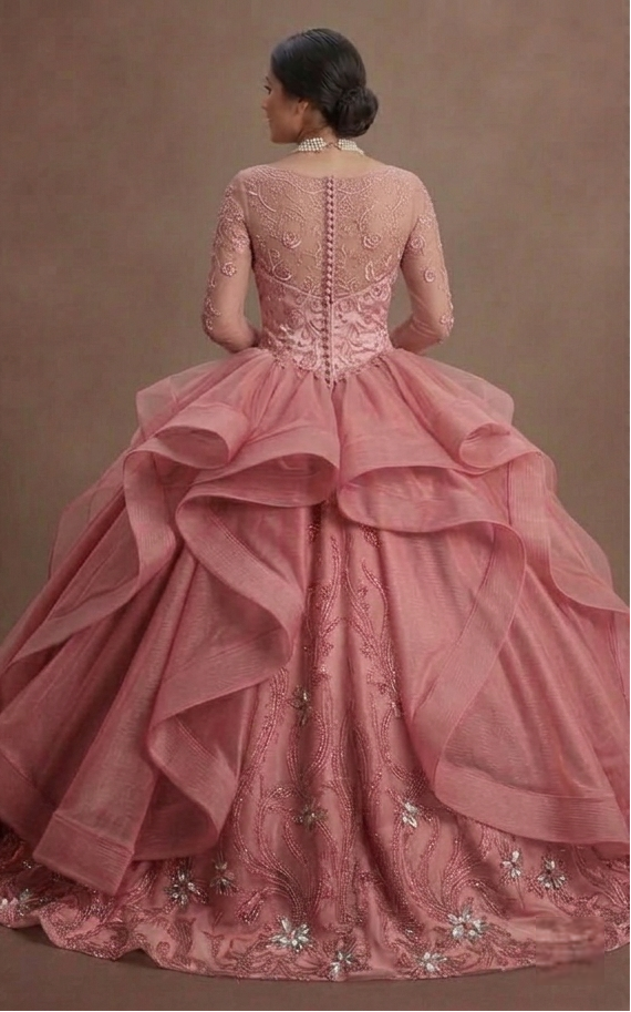 Romantic Rose Pink Quinceañera Gown in Premium Silk