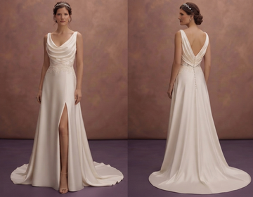 Romantic Satin Bridal Dresses with Draped Bodices