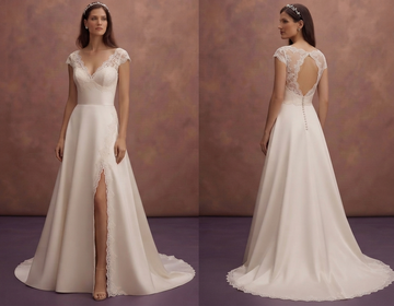 Romantic Satin Wedding Dresses with Delicate Lace Trim