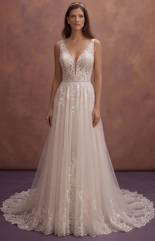 Romantic Wedding Dresses with Cascading Lace Trains