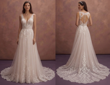 Romantic Wedding Dresses with Cascading Lace Trains