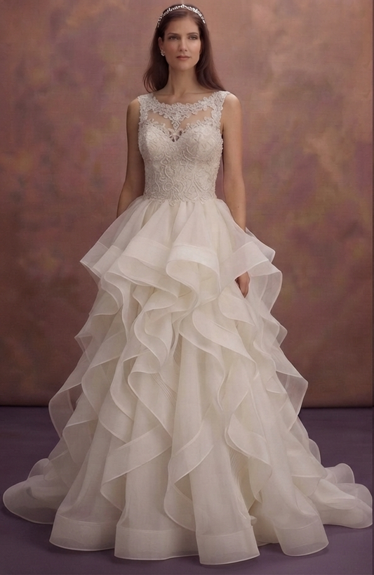 Romantic Wedding Dresses with Cascading Organza Ruffles