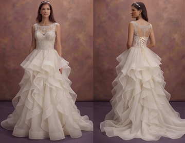 Romantic Wedding Dresses with Cascading Organza Ruffles