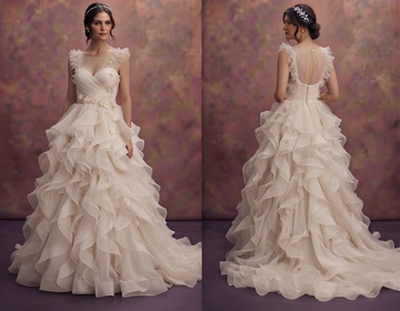 Romantic Wedding Dresses with Cascading Organza Ruffles