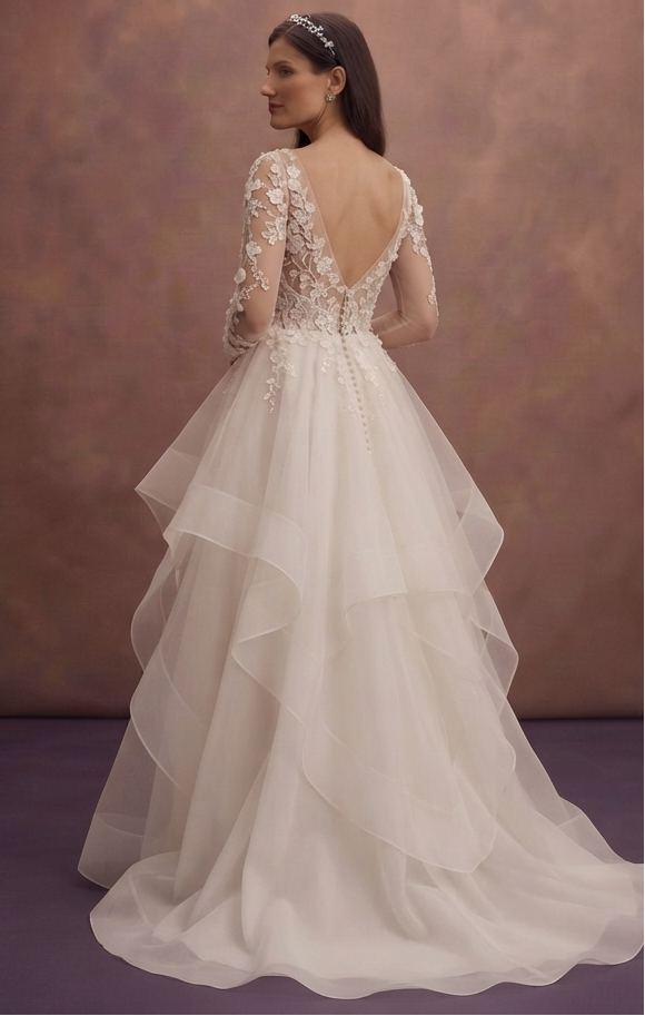 Romantic Wedding Dresses with Layered Organza Skirts