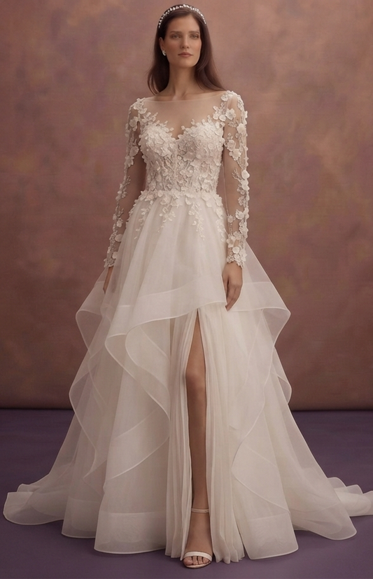 Romantic Wedding Dresses with Layered Organza Skirts