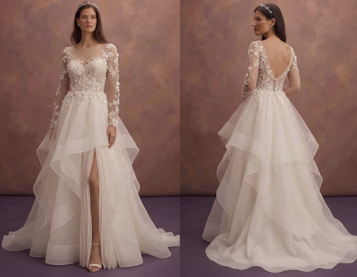 Romantic Wedding Dresses with Layered Organza Skirts