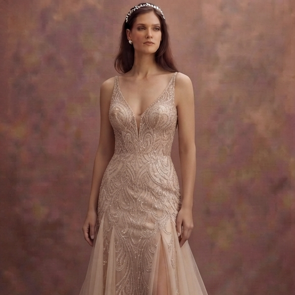 Rose Champagne Wedding Dresses with Elegant Glamour