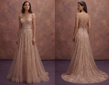Rose Gold Wedding Dresses with Crystal Accents