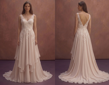 Rose Ivory Boho Wedding Dress with Flowy Chiffon Layers