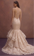 Rose Ivory Mermaid Bridal Dress with Sheer Illusion Back