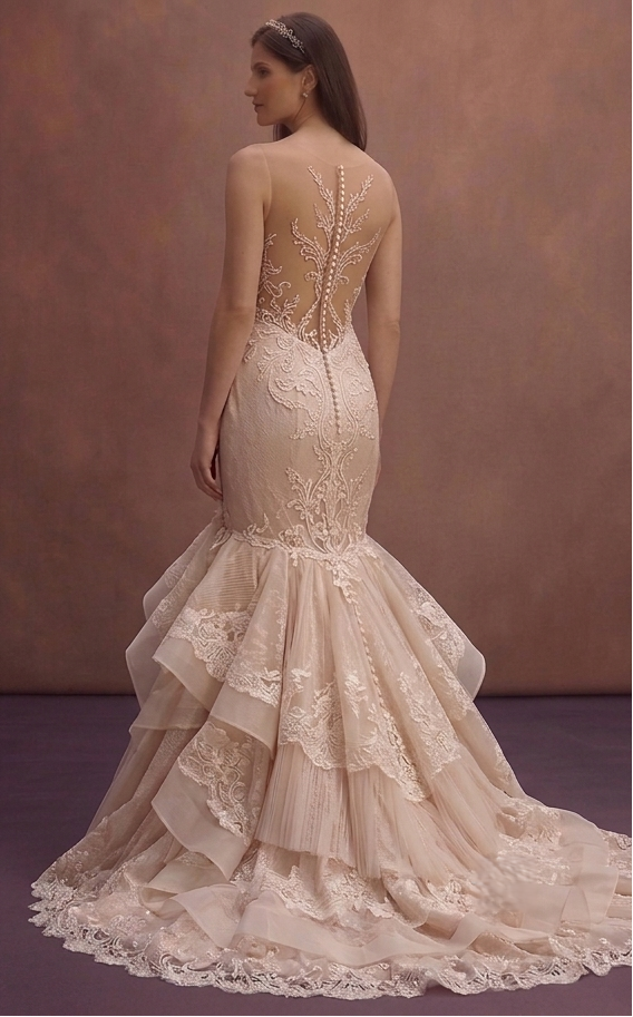 Rose Ivory Mermaid Bridal Dress with Sheer Illusion Back