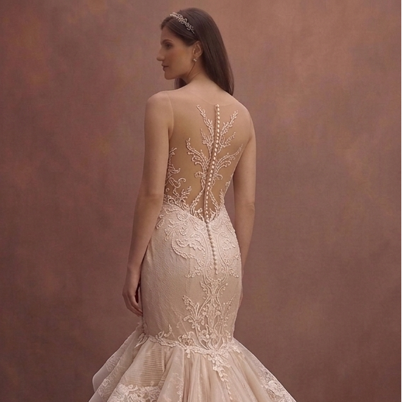 Rose Ivory Mermaid Bridal Dress with Sheer Illusion Back