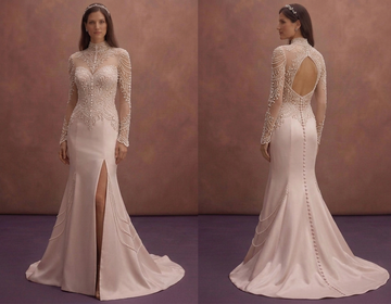 Rose Ivory Mermaid Wedding Dress with Pearl Detailing