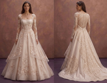 Rose Ivory Wedding Dress with Illusion Lace Back