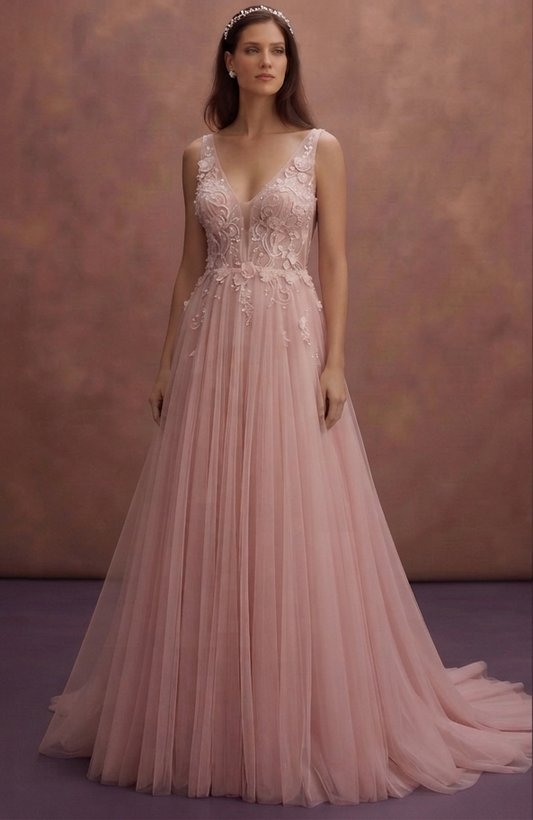 Rose Pink Bridal Dresses with Romantic Style