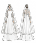 Royal Lace Cathedral Bridal Hijab Veil with Embroidered Edge