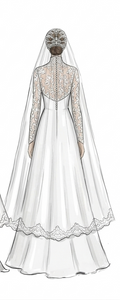 Royal Lace Cathedral Bridal Hijab Veil with Embroidered Edge
