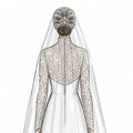 Royal Lace Cathedral Bridal Hijab Veil with Embroidered Edge