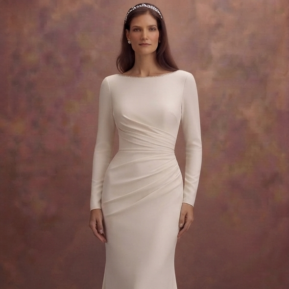 Ruched Crepe Wedding Dresses with Flattering Fit