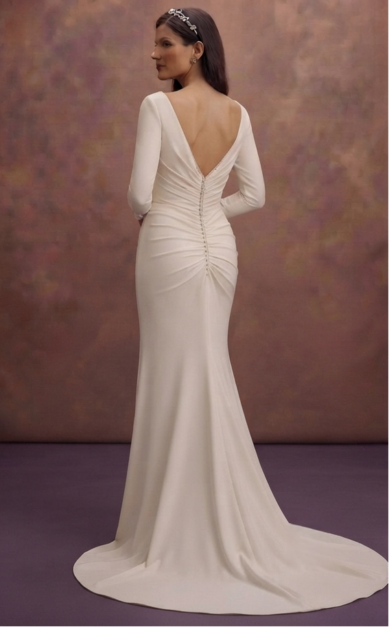 Ruched Crepe Wedding Dresses with Flattering Fit