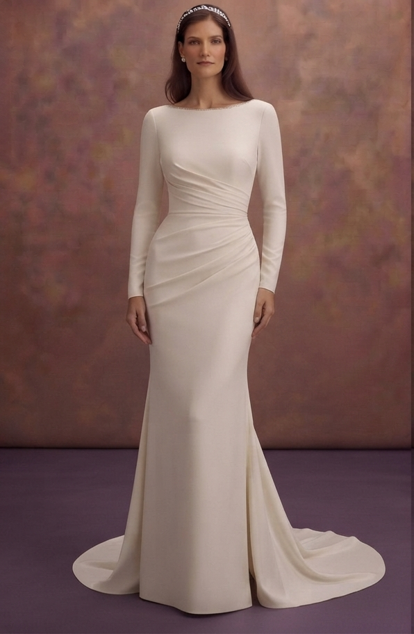 Ruched Crepe Wedding Dresses with Flattering Fit