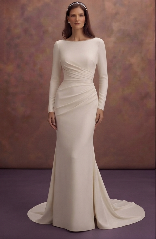 Ruched Crepe Wedding Dresses with Flattering Fit
