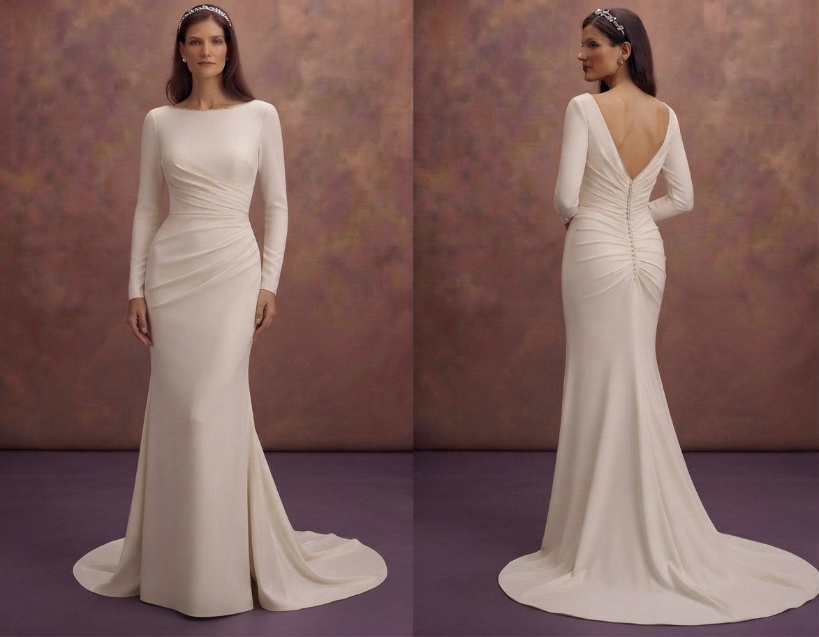 Ruched Crepe Wedding Dresses with Flattering Fit