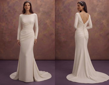 Ruched Crepe Wedding Dresses with Flattering Fit