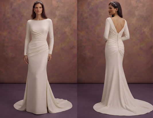 Ruched Crepe Wedding Dresses with Flattering Fit