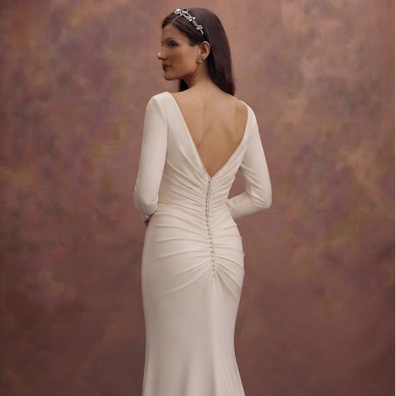 Ruched Crepe Wedding Dresses with Flattering Fit