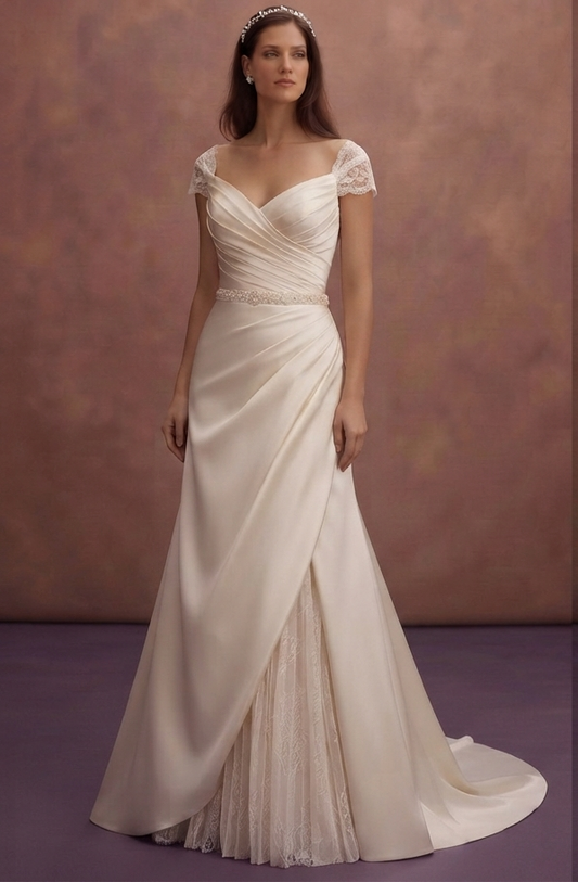 Ruched Satin Wedding Dresses with Flattering Designs