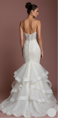 Ruffle Wedding Dress Tiered Tulle Long Skirt Strapless Gown