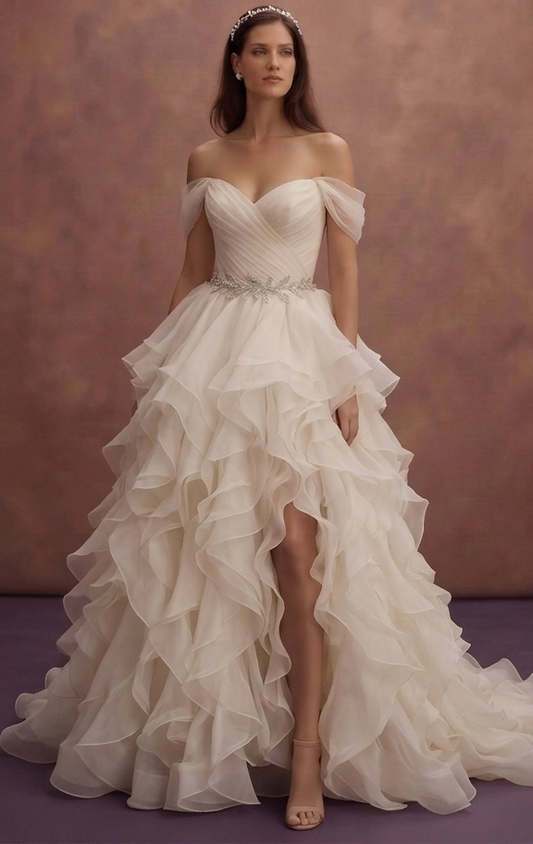 Ruffled Organza Wedding Dresses with Romantic Flair