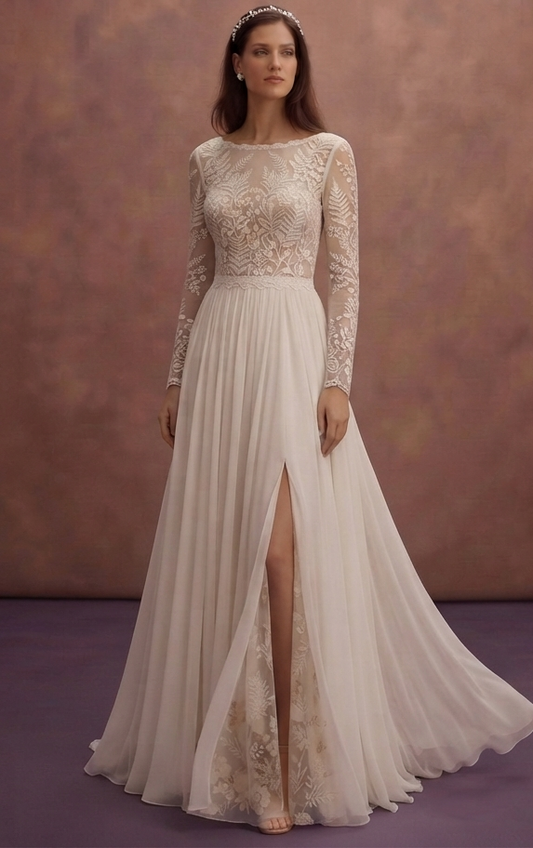 Rustic Chiffon Wedding Dresses with Natural Beauty