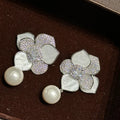 High Quality Pearl Zircon Bridal Earrings Flower CZ Zirconia Wedding Earring For Women Bride Accessories Birthday Gifts Jewelry