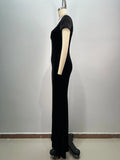 High Quality Women Short Sleeve Pearl Beading Velvet Bodycon Long Dress Elegant Evening Party Celebrate Cocktail Dress
