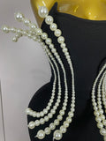 Sexy Strapless Pearl Beading Bodycon Long Bandage Dress Women Fashion Elegant Evening Party Luxury Birthday Dresses