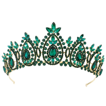 Baroque Crystal Heart-Shaped Silver Gold Tiara Crown for Women Bridal Wedding Prom Headpiece as picture
