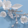 Porcelain Flower Hair Pin Clip Zircon Hairpin Brides Bridesmaids Silver Color Head Pieces Wedding Accessories Bridal Jewelry