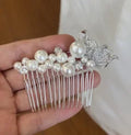 Wedding Accessories Silver Color Hair Comb Butterfly Hairpins Bride Women Pearl Rhinestones Head Pieces Headdress Bridal Jewelry c