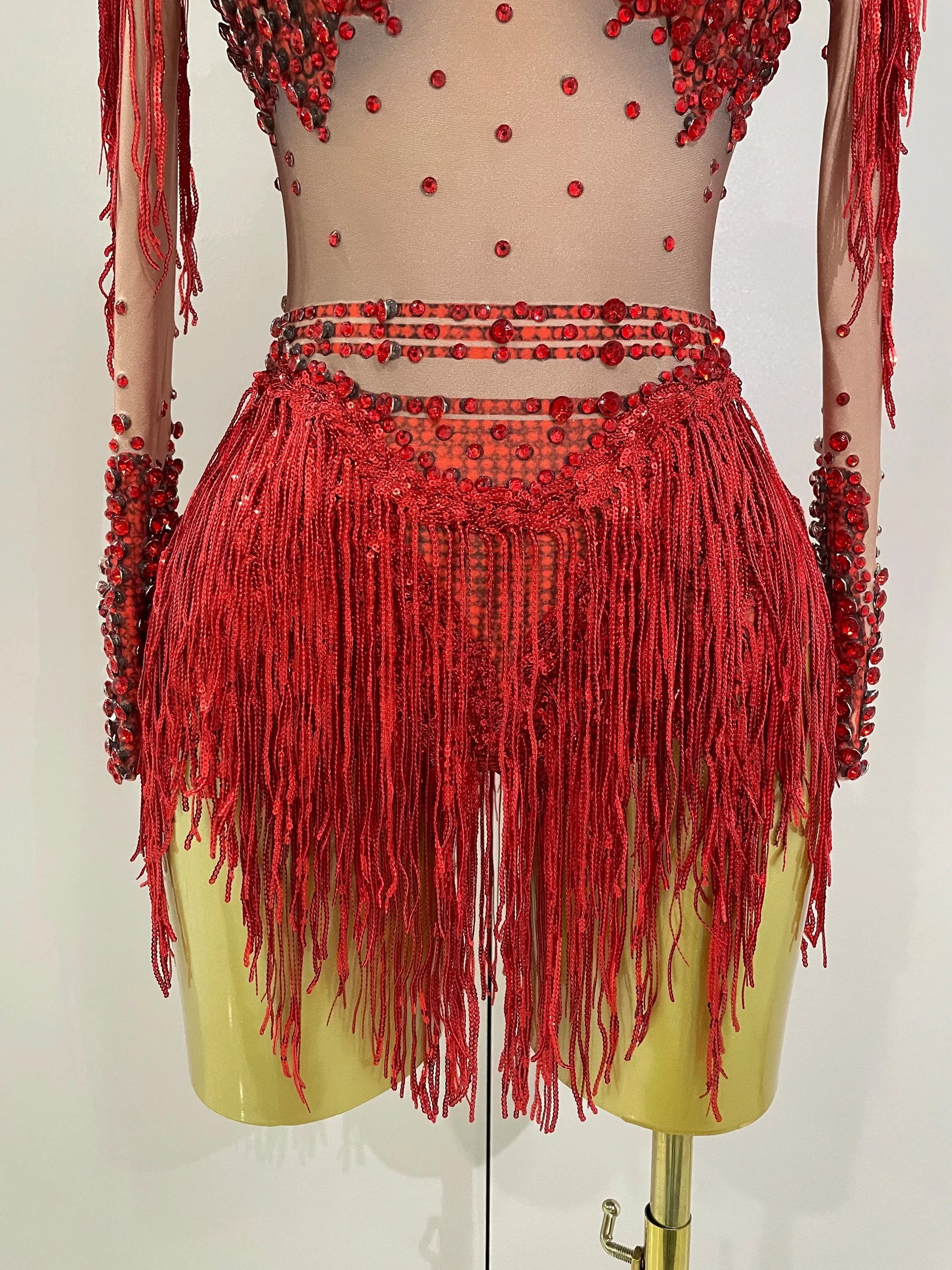 Sparkly Rhinestone Sequin Tassel Stretch Bodysuits Women Birthday Party Nightclub Dj Stage Performance Costume