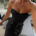 Pink Red Women Sexy Strapless Florlas Bodycon Bandage Long Dress Celebrate Nightclub Party Birthday Fashion Dress Outfit black