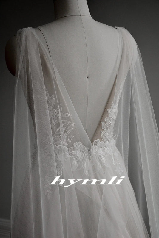 Bridal Cape Veil, Wedding Cape, Tulle Cape Veil, Shoulder Veil