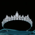 Luxury Princess Crown for Women Girl Crystal Zircon Bridal Tiaras Crowns Wedding Headpiece 15 Years Party Hair Jewelry Headwear Antique Silver Plated